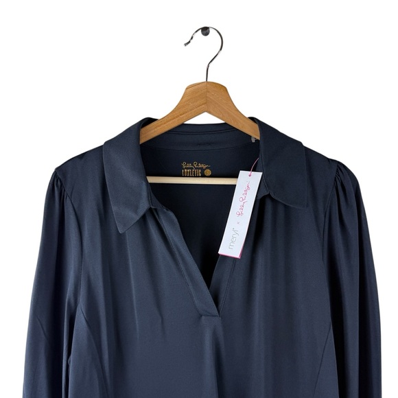 Lilly Pulitzer Brickell Dress UPF 50+ Black Collared Long Sleeve Size XL. New - Picture 4 of 7